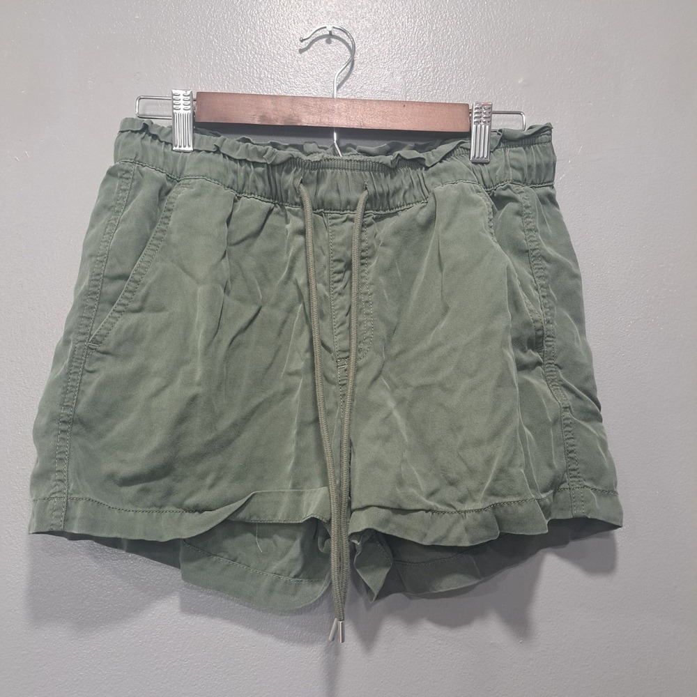 Loft Womens Olive Green Lyocell Drawstring‎ Paperbag Waist Shorts Small RN140923